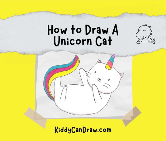 How to Draw a Unicorn Cat Playing with her Tail | Step by Step Guide