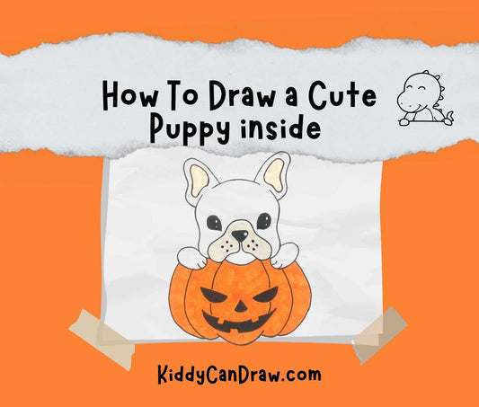 How To Draw a Cute Puppy inside Halloween Pumpkin