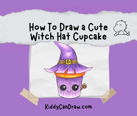 How To Draw a Cute Witch Hat Cupcake For Halloween