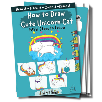 How to Draw Cute Unicorn Cats for Kids eBook | Draw it-Trace it-Color it