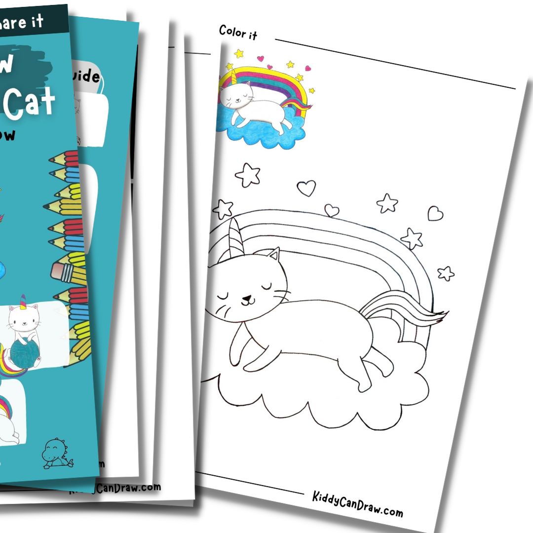 How to Draw Cute Unicorn Cats for Kids eBook | Draw it-Trace it-Color it