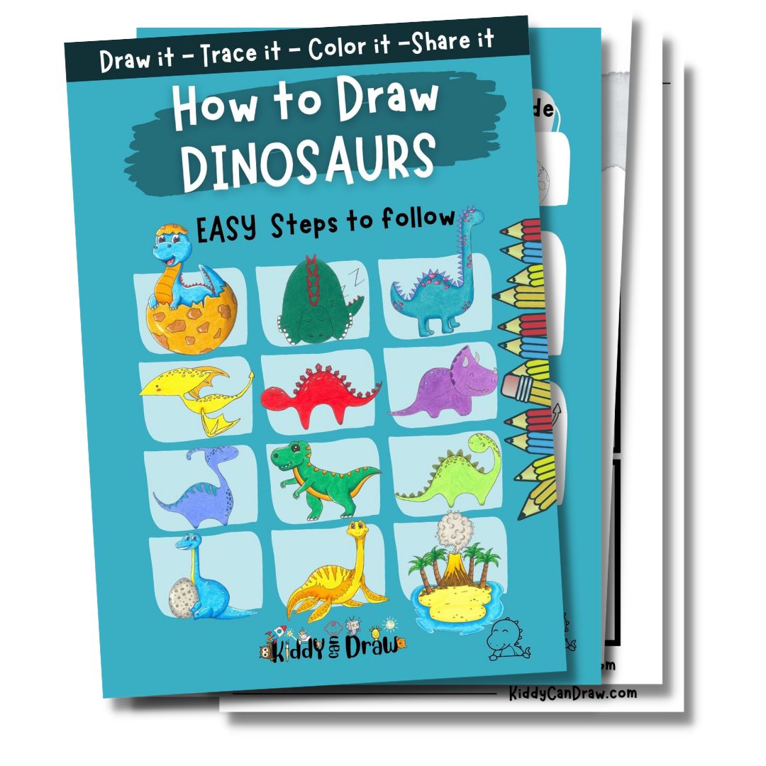 How to Draw Dinosaurs for Kids eBook | Draw it-Trace it-Color it