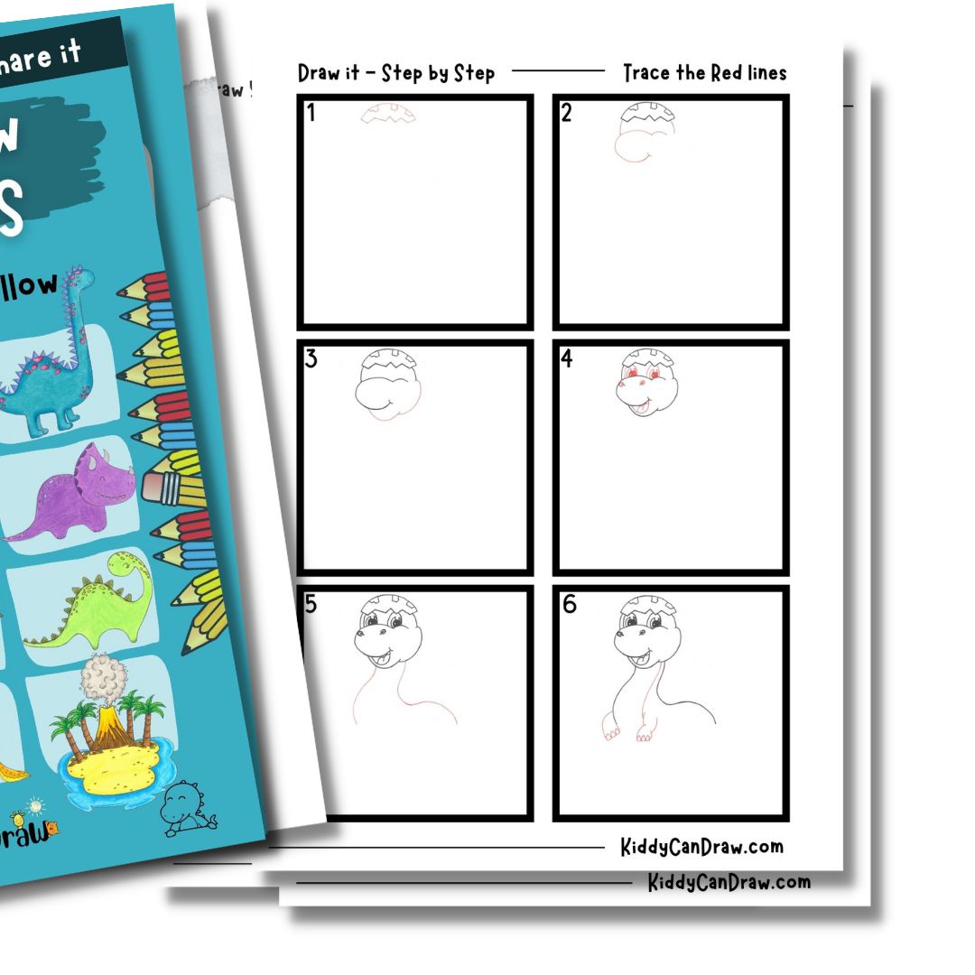 How to Draw Dinosaurs for Kids eBook | Draw it-Trace it-Color it