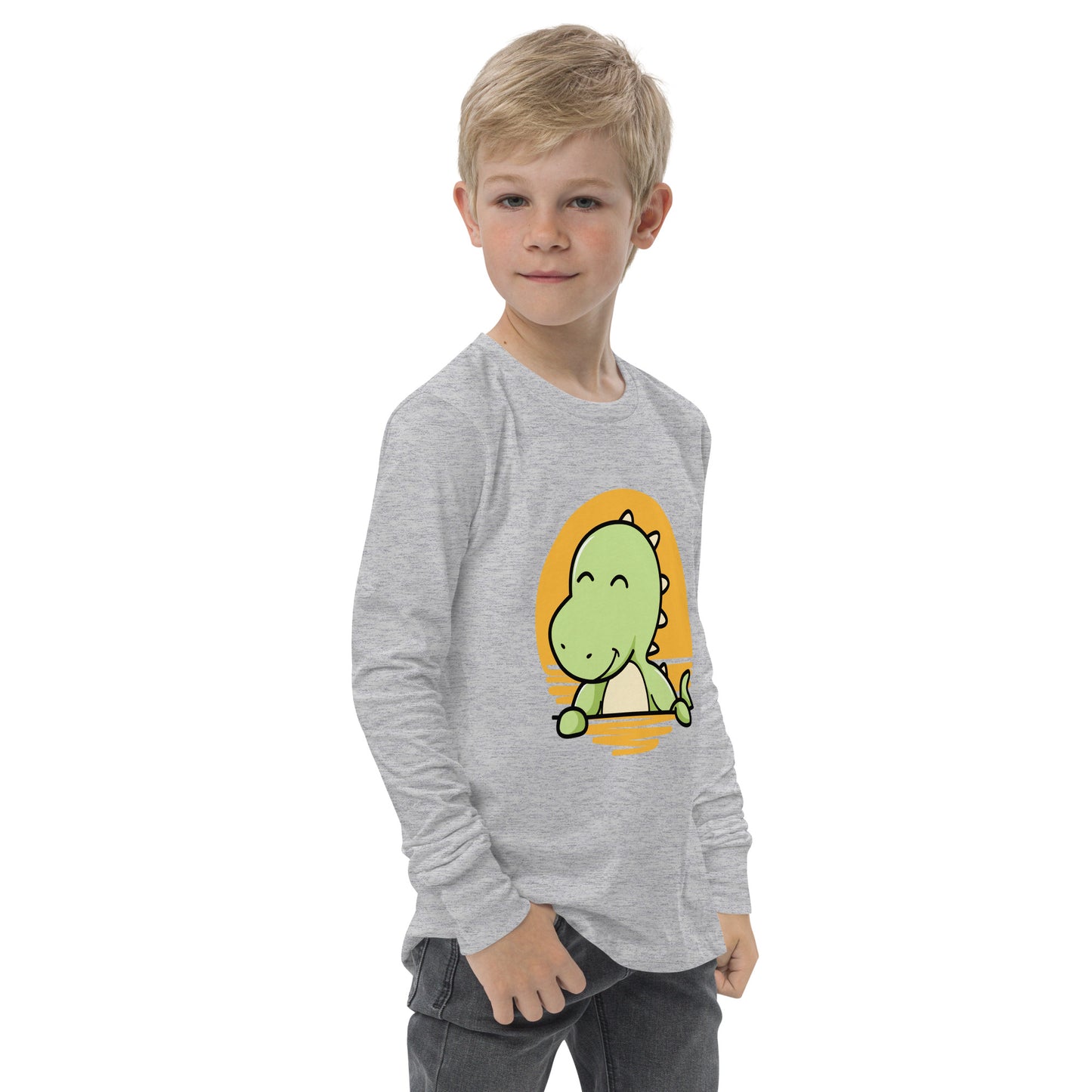 Kiddy Dinosaur | Kids and Youth Long Sleeve Shirt | Grey