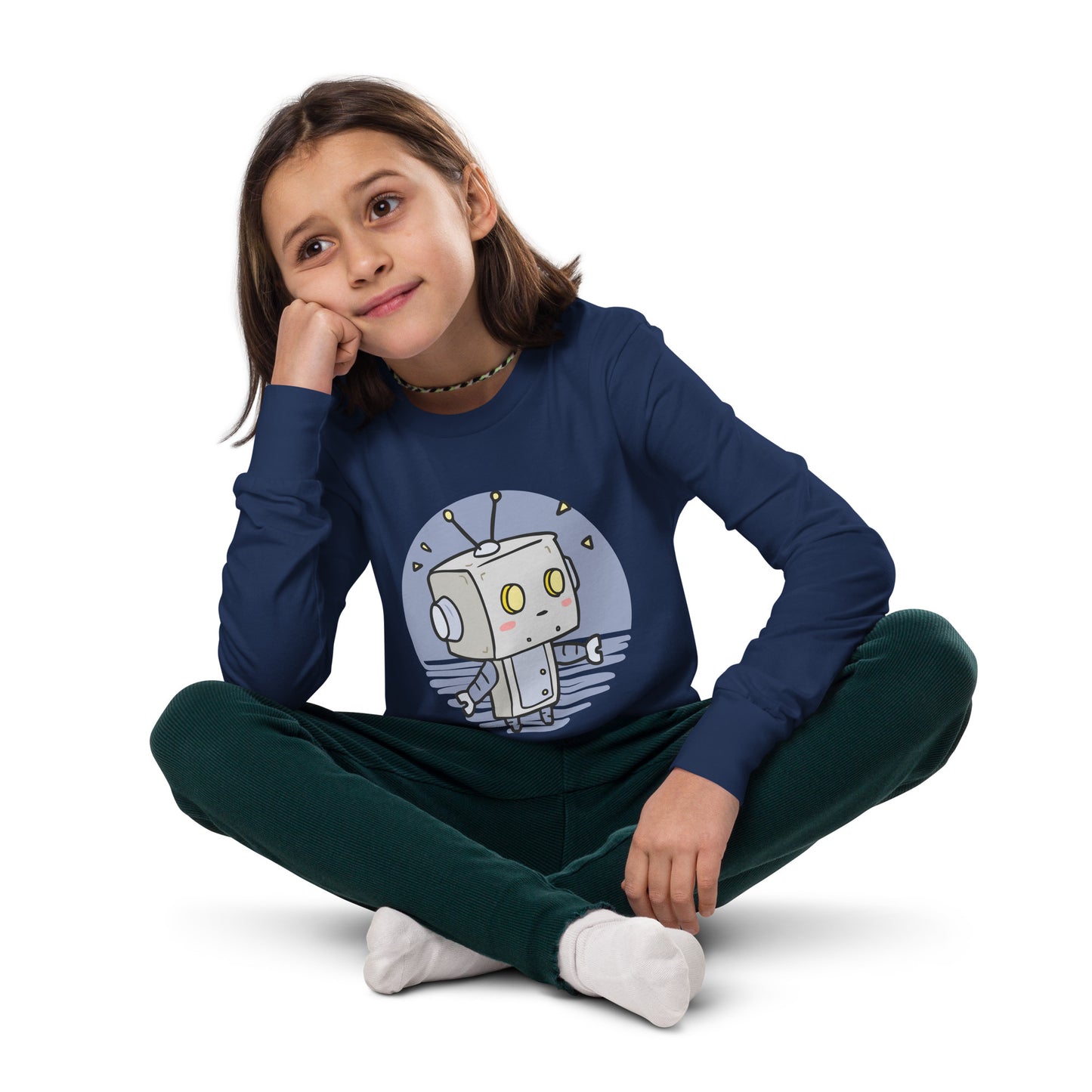 Robot | Kids and Youth Long Sleeve Shirt | Navy