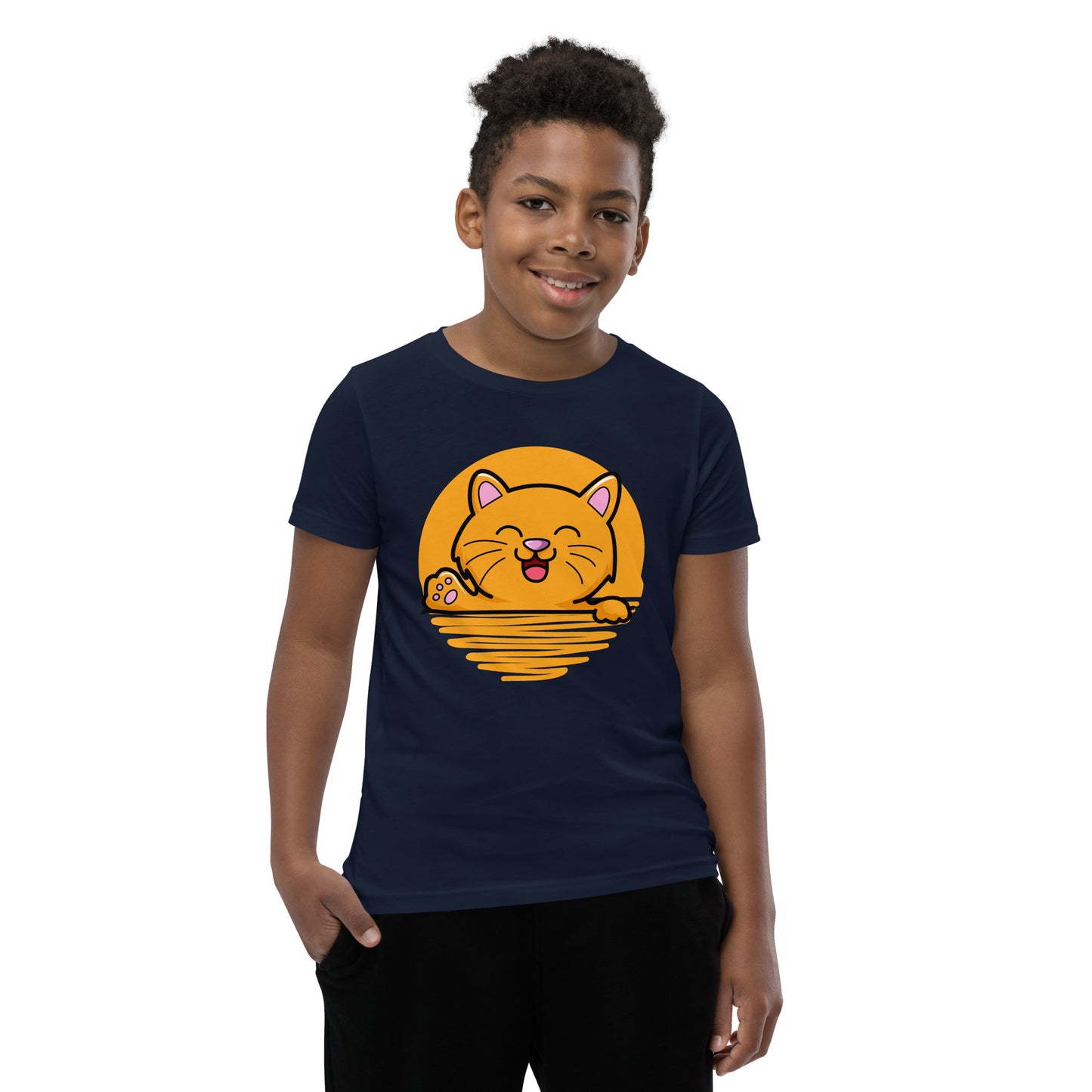 Cute Cat | Kids and Youth T-Shirt | 5Y-12Y | Navy