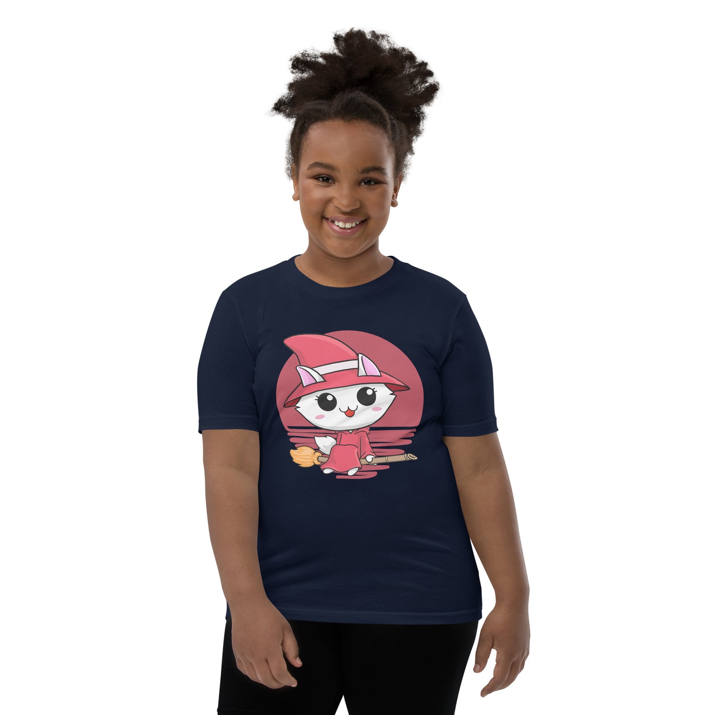 Kitty Witch | Kids and Youth T-Shirt | 5Y-12Y | Navy